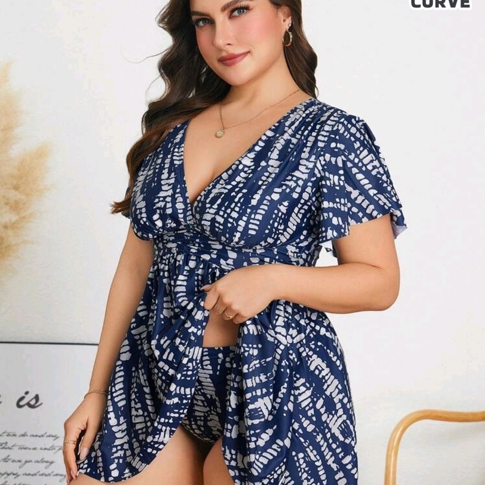 Stylish Blue and White Swim Dress